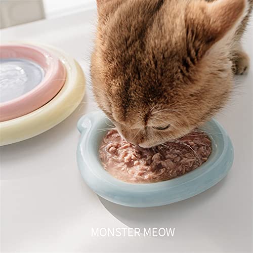 FUUIE Bowls for Food and Water Pet cat Bowl Cute pet Drinking Water Feeding Bowl Ceramic cat Food Dog Food Tableware cat and Dog pet Supplies Accessories (Color : Blue Pink Bear)