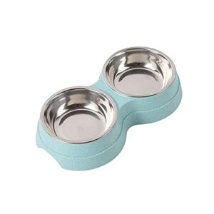 fuuie bowls for food and water non-slip double pet bowls household food water feeder cat puppy feeding pet supplies dog accessories stainless steel (color : blue)