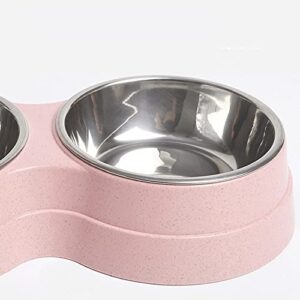 FUUIE Bowls for Food and Water Non-Slip Double Pet Bowls Household Food Water Feeder Cat Puppy Feeding Pet Supplies Dog Accessories Stainless Steel (Color : Blue)