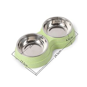 FUUIE Bowls for Food and Water Non-Slip Double Pet Bowls Household Food Water Feeder Cat Puppy Feeding Pet Supplies Dog Accessories Stainless Steel (Color : Blue)