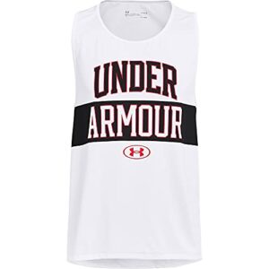 under armour mens tech 2.0 signature tank , white (100)/red , large
