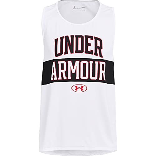 Under Armour mens Tech 2.0 Signature Tank , White (100)/Red , Large