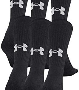 Under Armour Adult Training Cotton Crew Socks, Multipairs , Black (6-Pairs) , Large