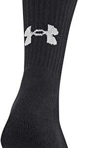 Under Armour Adult Training Cotton Crew Socks, Multipairs , Black (6-Pairs) , Large