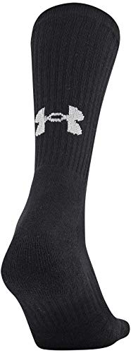 Under Armour Adult Training Cotton Crew Socks, Multipairs , Black (6-Pairs) , Large