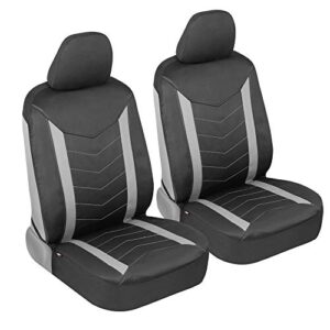motor trend spillguard seat covers for cars trucks suv – waterproof car seat covers with neoprene lining, automotive seat cover set for front seats, interior car accessories (gray)