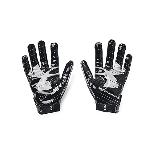 Under Armour Boys' Youth F8 Football Gloves , Black (001)/Metallic Silver , Youth Medium