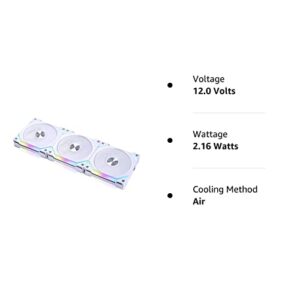 Lian Li UNI Fan SL V2 RGB Revolutionized Daisy-Chain ARGB Fan 120mm Triple Pack White SL120V2-3W