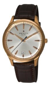 zenith men’s 18.2020.670/01.c498 elite captain central second rose gold silver sunray dial watch