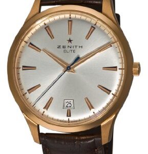 Zenith Men's 18.2020.670/01.c498 Elite Captain Central Second Rose gold Silver Sunray Dial Watch