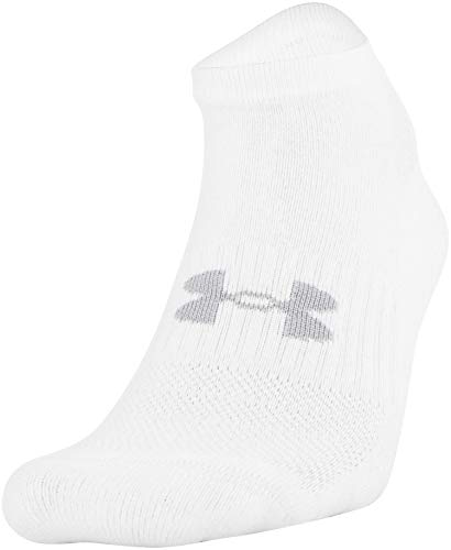 Under Armour Adult Training Cotton No Show Socks, Multipairs , White (6-Pairs) , Large