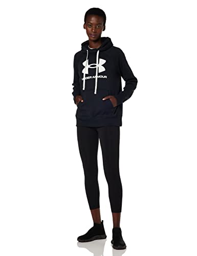 Under Armour Women's Rival Fleece Logo Hoodie , Black (001)/White , Medium