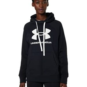 Under Armour Women's Rival Fleece Logo Hoodie , Black (001)/White , Medium