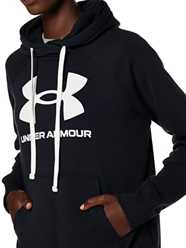 Under Armour Women's Rival Fleece Logo Hoodie , Black (001)/White , Medium