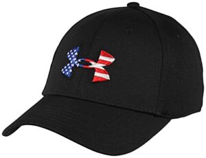 under armour men’s freedom blitzing hat , black (001)/red , medium/large