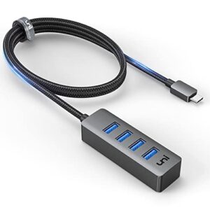 usb c to usb hub long cable 4 ft, uni slim type-c to usb 3.0 splitter [thunderbolt 3/4 compatible] for macbook pro/air m1, dell xps, surface laptop 4 | hdd, midi devices, webcam and more