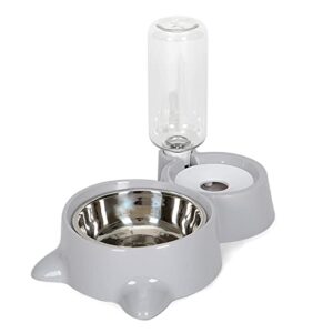 fuuie bowls for food and water automatic pet cat dog feeder bowls water dispenser kitten drinking bowl dogs feeder food dish stainless steel pet bowl goods (color : gray)