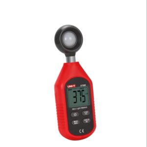 uni-t ut383 digital illuminance meter 0-199900 lux (0-18,500 fc) illuminance measurement applicable to illuminance monitoring and measurement in the construction of street lamps and other industries.