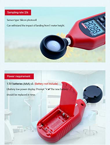 UNI-T UT383 Digital Illuminance Meter 0-199900 Lux (0-18,500 FC) Illuminance Measurement Applicable to illuminance Monitoring and Measurement in The Construction of Street Lamps and Other Industries.