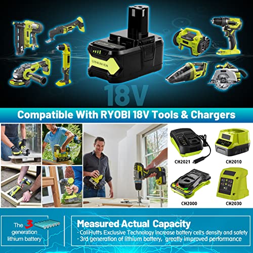 【Upgrade】 2 Pack CaliHutt 18V 6.0Ah Replacement Battery for Ryobi ONE+ Plus 18V Battery High Capacity 18V Lithium-Ion Battery P102 P104 P105 P106 P108 P107 P109 for Cordless Power Tools