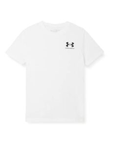 under armour boys’ sportstyle left chest short-sleeve t-shirt , white (100)/black , youth large