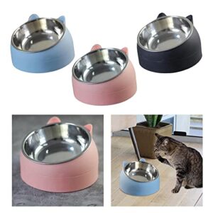 IEUDNS 3pcs 15° Raised Cat Dog Bowls Tilted Elevated Water Food Feeder Non Slip Neck Protective Bowl Small Dogs Drinking Pet Feeder , Blue and Pink