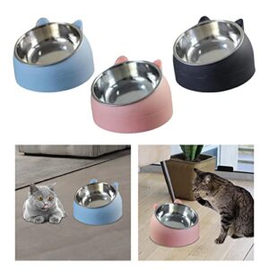 IEUDNS 3pcs 15° Raised Cat Dog Bowls Tilted Elevated Water Food Feeder Non Slip Neck Protective Bowl Small Dogs Drinking Pet Feeder , Blue and Pink