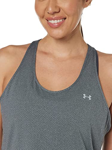 Under Armour Women's HeatGear Armour Racer Tank , Pitch Gray Light Heather (012)/Metallic Silver , Medium