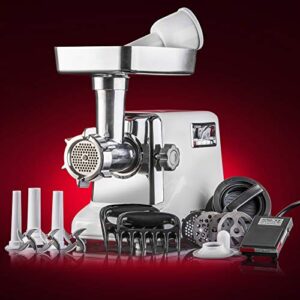 STX Turboforce 3000 Series 6-In-1 Powerful Size #12 Electric Meat Grinder with Foot Pedal • Sausage Stuffer • Kubbe Maker • Burger/Slider Maker • 2 Meat Claws • 3 S/S Blades • 4 Grinding Plates