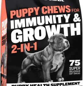 Bully Max Puppy Bundle Pack, High Protein & Growth Puppy Food, Immunity Soft Chews for Growth, Dog Supplements Plus Food