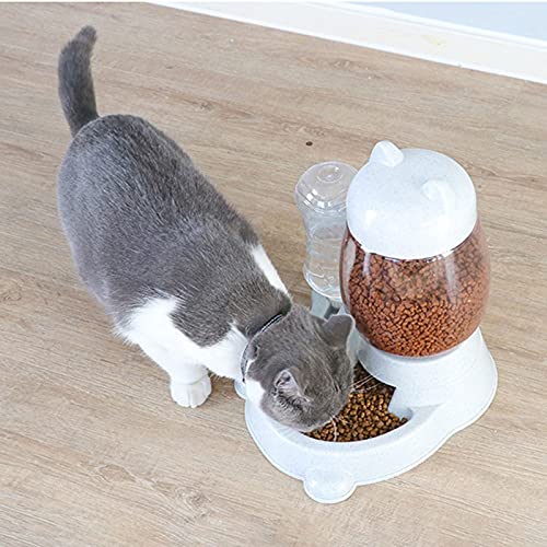 FUUIE Bowls for Food and Water Automatic Cat Drinking Water Dispenser Kitten Dog Food Bowl Waterer Non Wet Mouth Antioverturning Pet Feeding Container (Color : Blue)