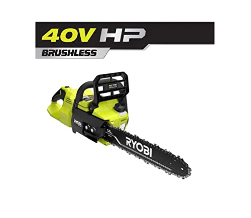 RYOBI 40-Volt HP Brushless 14 in. Electric Cordless Chainsaw (Tool Only) RY405010 (Bulk Packaged), black,yellow