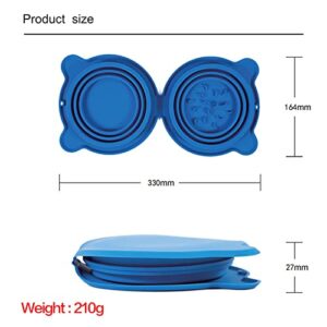 AHEGAS Dog Food Bowl Foldable Silicone Pet Bowl Portable Pet Travel Feeding Bowl Folding Puppy Cat Bowl Outdoor Food Dispenser Feeder ( Color : Blue )