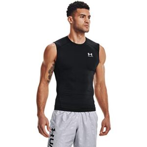 under armour mens armour heatgear compression sleeveless t-shirt , black (001)/white , large
