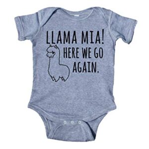 Sunray Clothing Llama Mia Here We Go Again Baby Boy Girl Onesie Gray