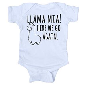 Sunray Clothing Llama Mia Here We Go Again Baby Boy Girl Onesie Gray