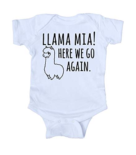 Sunray Clothing Llama Mia Here We Go Again Baby Boy Girl Onesie Gray