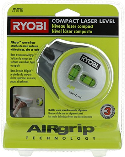 Ryobi ELL1002 Air Grip Compact Laser Level with Tripod Mounting and Corner Rounding Capability (AAA Batteries Included)