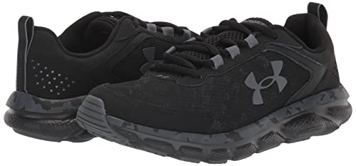 Under Armour Men's Charged Assert 9 Camo Sneaker, Black (001)/Black, 9.5