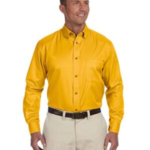 Harriton Men's Easy Blend Long-Sleeve Twill Shirt, 2XL, Sunray Yellow