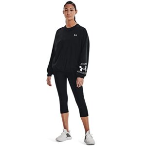 Under Armour Women's Standard Woven Graphic Long Sleeve Crew, (001) Black / / White, Large