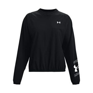 Under Armour Women's Standard Woven Graphic Long Sleeve Crew, (001) Black / / White, Large