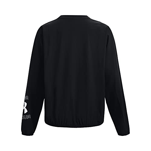 Under Armour Women's Standard Woven Graphic Long Sleeve Crew, (001) Black / / White, Large