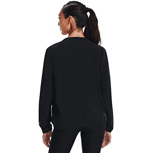 Under Armour Women's Standard Woven Graphic Long Sleeve Crew, (001) Black / / White, Large