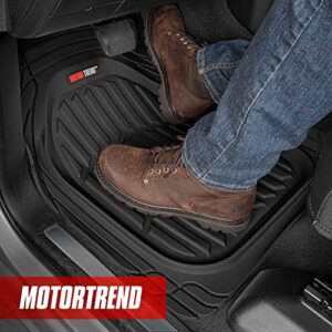 Motor Trend FlexTough Floor Mats for Cars, Black Deep Dish All-Weather Car Mats, Waterproof Trim-To Fit Automotive Floor Mats for Cars Trucks SUV, Universal Floor Liner Car Accessories