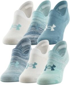 under armour women’s essential ultra low tab socks, multipairs, still water assorted (6-pairs), medium