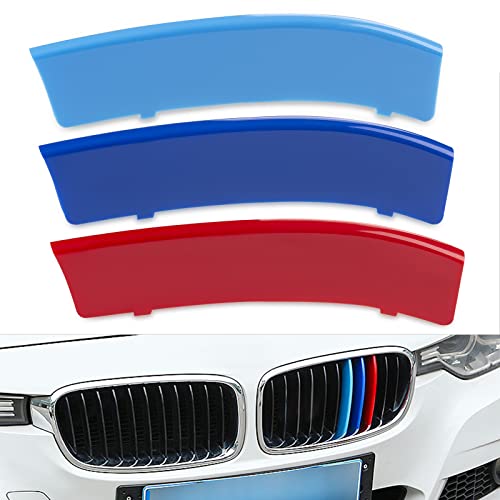 MACARLON M-Colored Stripe Grille Insert Trims Compatible with 2013-2018 BMW F30 3 Series 316i 318i 320i 328d 328i 335i 340i Kidney Grill with 11-Slat (Not Fit 8-Slat)