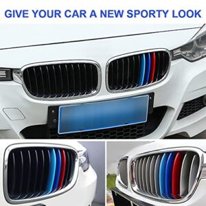 MACARLON M-Colored Stripe Grille Insert Trims Compatible with 2013-2018 BMW F30 3 Series 316i 318i 320i 328d 328i 335i 340i Kidney Grill with 11-Slat (Not Fit 8-Slat)