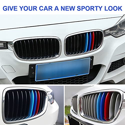 MACARLON M-Colored Stripe Grille Insert Trims Compatible with 2013-2018 BMW F30 3 Series 316i 318i 320i 328d 328i 335i 340i Kidney Grill with 11-Slat (Not Fit 8-Slat)