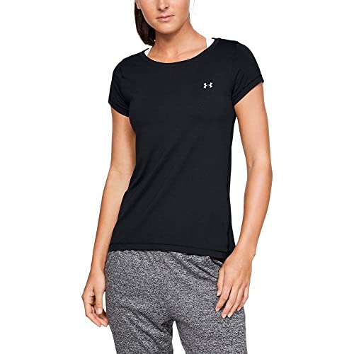 Under Armour Women's HeatGear Armour Short-Sleeve T-Shirt , Black (001)/Metallic Silver , Medium